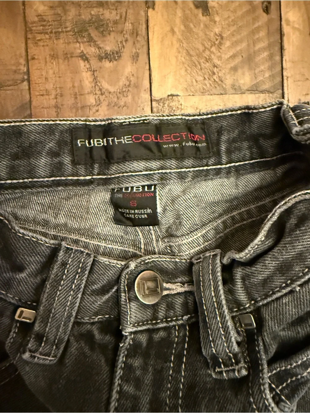 FUBU The Collection Kids Gray Carpenter Jeans Size 6 Baggy Y2K Skater Denim